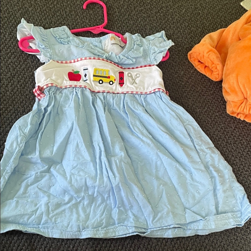 Blue Kids Dress with Embroidered Details